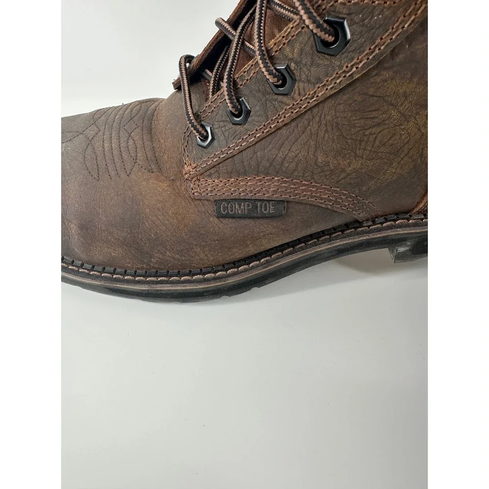 Justin Mens SE462 Leather Composite Square Toe Work Boots EH Rated Size 9.5D‎